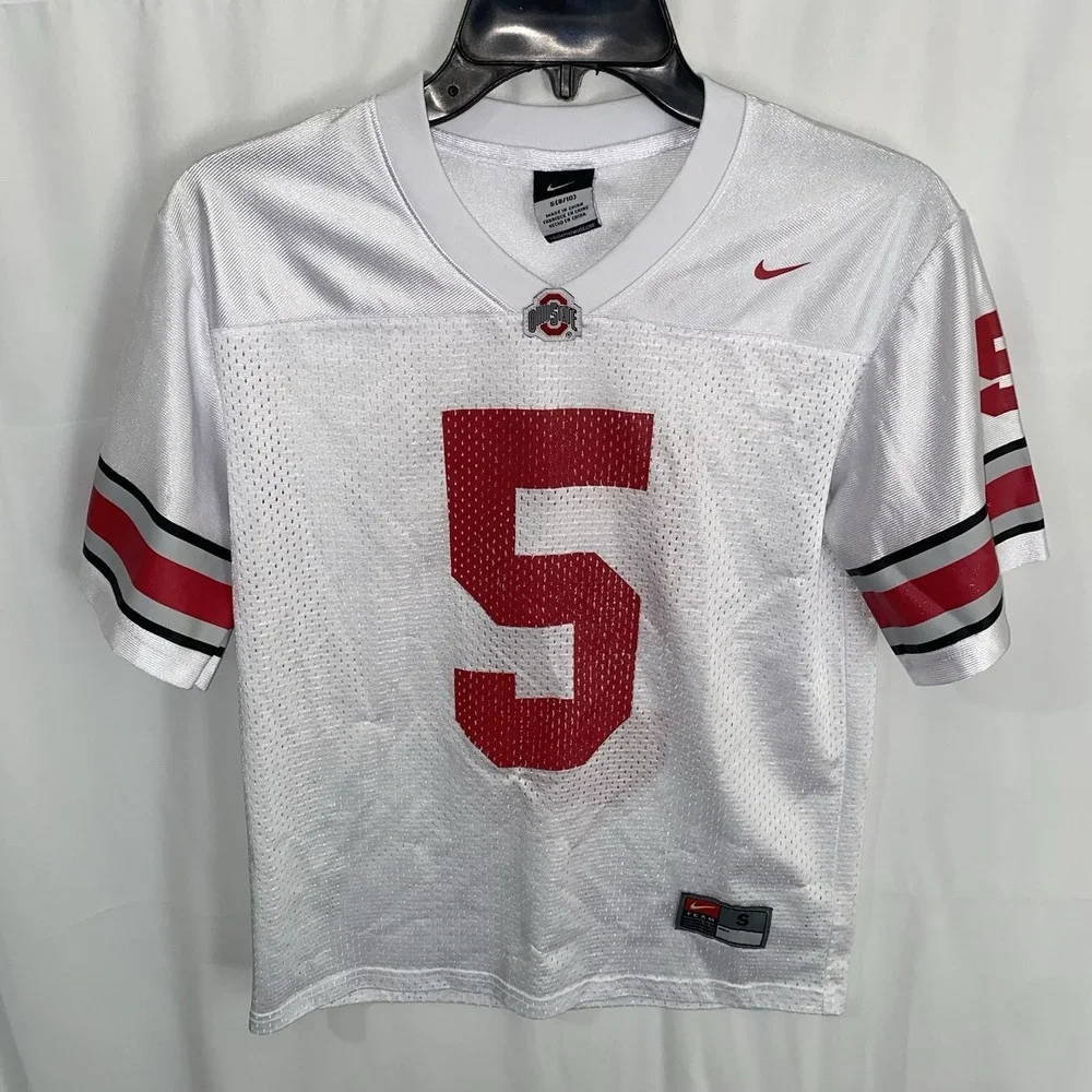Nike Ohio State Buckeyes #5 Football Jersey White Youth Kids Size Small 8/10
